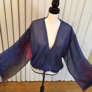 Ramona La Rue , light see through blouse tunic, v neck , waste soft fabr…